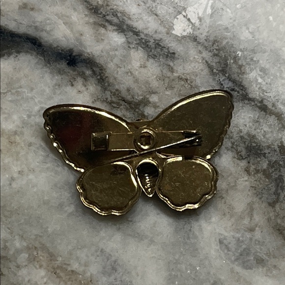 Vintage Gold Glitter Butterfly Pin Brooch - Picture 3 of 5